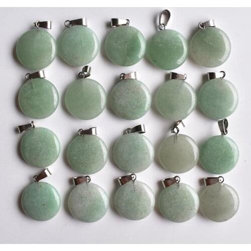 2020 fashion bestselling assorted natural Green Aventurin round charms pendants for jewelry making 50pcs Wholesale free shipping