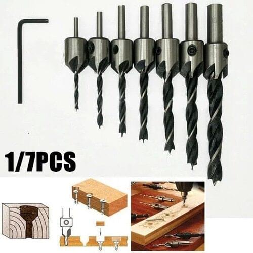 7pcs HSS 5 Flute Countersink Drills Bit Reamer Set Woodworking Chamfer Drill Bill Set 3-10mm