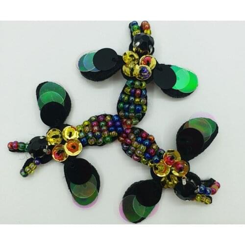 3pcs/lot handmade sequins beaded patches for clothing DIY rhinestone sequins Sew on patch bee Embroidery applique parche ropa