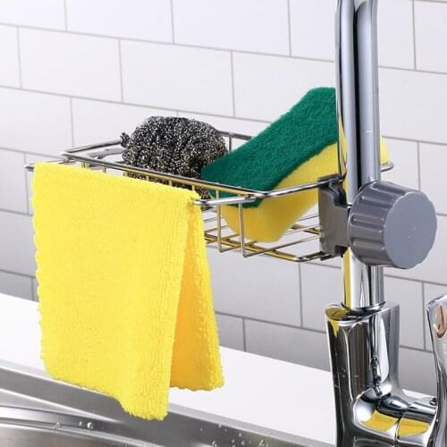 Stainless Steel Faucet Rack Kitchen Storage Shelf Sink Rag Sponge Draining Rack For bathroom accessories kitchen accessories