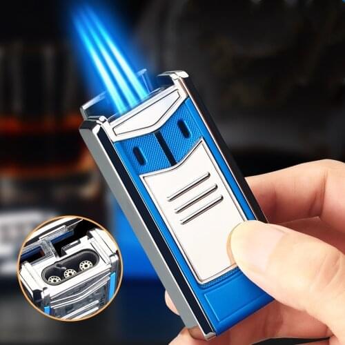 2021 New Cohiba Cigar Three Fire Straight Metal Windproof Lighter High-end Mens Gift Lighter