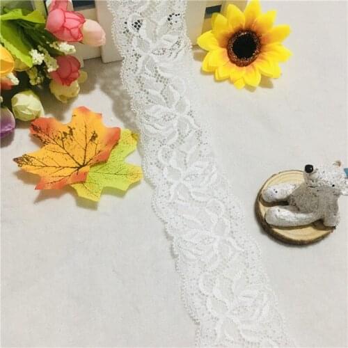 NS2752 Elastic Spandex Floral trim, 5.8cm white Sewn Skirt Trim