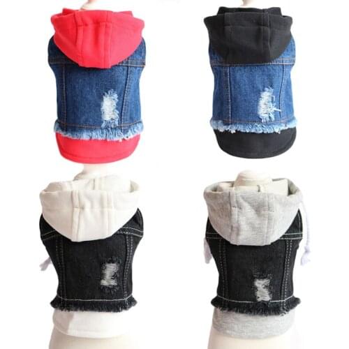 Personalized Patched Dog Hoodie Pet Dog Clothes For Dogs Jeans Coat Jacket Fake Two-piece Suit Ropa Perro French Bulldog Pug