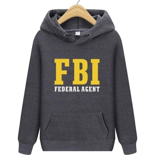 FBI Mens Hoodies Special Agent Special Police CIA Staff Clothing Hoodie Mens Spring Autumn Tops Pullover Sweatshirt Size S-3XL