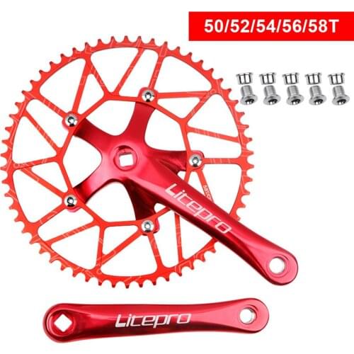 Folding Bike Crankset 170mm Crank Arm 130 BCD 50T 52T 54T 56T 58T Chainring for 9/10/11 Speed with Crank Screw Accessories