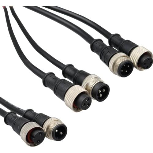 1Pairs 20cm Waterproof Metal Wrapped Fixed 2/3/4Pin Cable Wire Connectors IP67 18-20AWG
