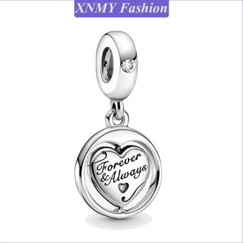 XNMY High Quality Silver Color Spinning Forever Always Soulmate Dangle Charm Fit Original Pandora Bracelet For Women Jewelry