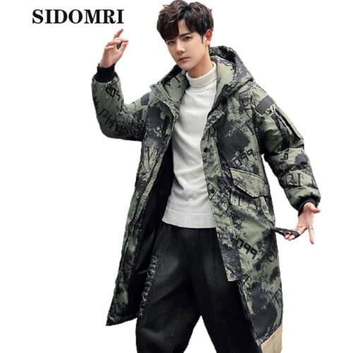 Winter down jacket for men hot style medium length 90%white duck down popular logo slimming camouflage jacket