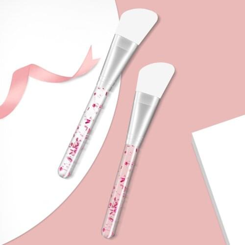 1Pc Gel Mud Mixing Silicone Facial Mask Brush with Acrylic Crystal Handle Skin Care Facial Mask Brush for Gel DIY Cosmetic