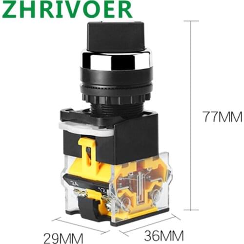 22mm La38-11x220x3, 10a400v Self-locking / Self Reset Knob Switch 2 / 3-position Rotary Switch, 4 Screw Power Knob Switch