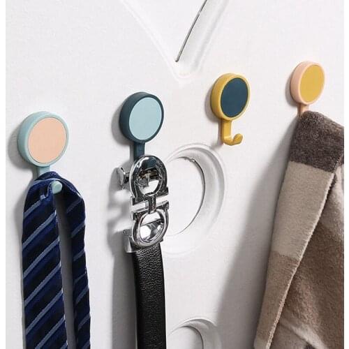 3PCS Colorblock Bathroom Wall Hooks Waterproof Hanger Hook Hanging Clothes Hat Scarf Key Hanger Rack Wall Decoration