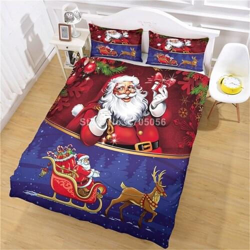3Pcs/Set Home Textile Christmas Style 3D Cartoon Bedding Sets Merry Christmas Gift Beddingset Bed Duvet Cover with Pillowcase