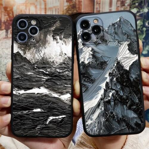 3D Embossed Mountain Phone Case For iPhone 11 Pro SE 2 2020 5 5S X Xs Max 7 6 6S 8 Plus 11Pro Max TPU Back Cover For iPhone XR