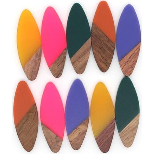 4pcs New No Hole Fashion Water Drop Earring Resin Flatback Diy Wood Crafts Cabochon Beads Hairpin Embellishment For Jewelry Make