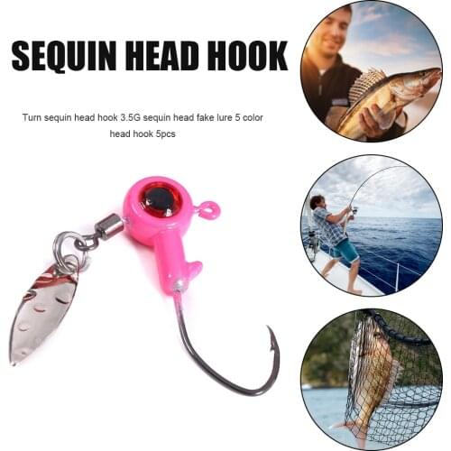 5pcs Fishing Jig Heads Underspin Jig Heads with Willow Blade Painted Round Head Jig Hooks Outdoor Fishing Tackle