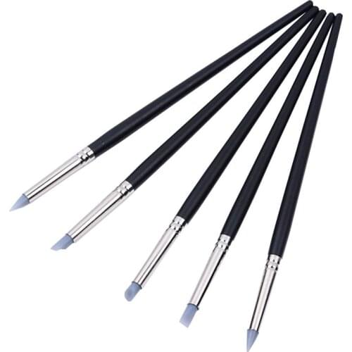 5pcs Wood Handle Silicone Rubber Clay Shaper Sculpting Polymer Modelling Pottery Tools Set For DIY Crafts