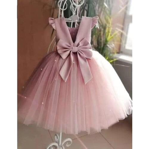 Layers Tulle Princess Ball Gown Sweet Pink Baby Girl Dress Childrens Elegant Dresses Birthday Party Evening Dresses for Girls