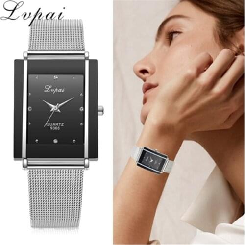 Brand Silver Ladies Wristwatch Watch Luxury Rectangle Casual Watches Women Dress Casual Wristwatch Lady Quartz-Watch Clock Gift