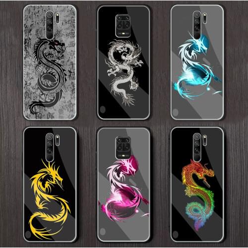 Phone Case for Xiaomi Redmi Note 9S 8 Pro 9 7 8T 10 K30 Pro 8A 9A 9C Tempered Glass Back Cover Funda Black Dragon Cool