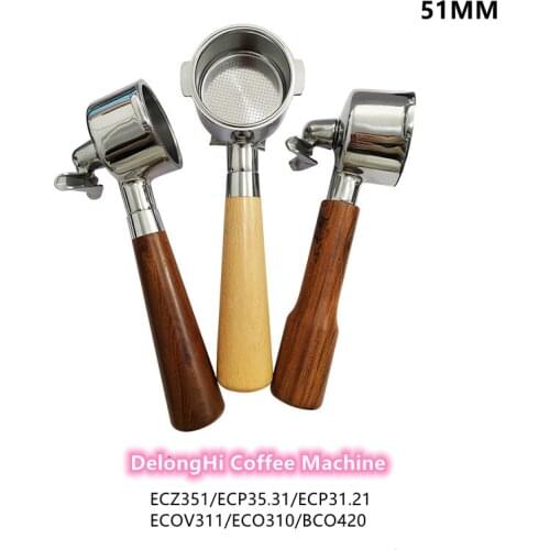 New Double Mouths 51MM Coffee Bottomless Portafilter Filter For Delonghi ECP33.21 ECP35.31 Coffee Machine Accessories Barista