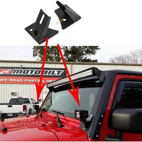 LED Light Bar Holder Universal Windshield A-pillar LED Spotlight Driving Light Mount Bracket Kit for Jeep Wrangler JK 2007-2017
