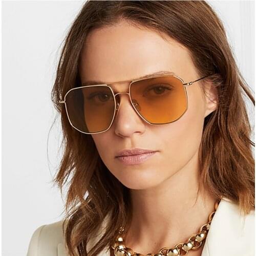 FENCHI New Fashion Pilot Sunglasses Women Oversized Luxury Sun Glasses For Female Cool Mirror Vintage Lady Gradient Shades UV400