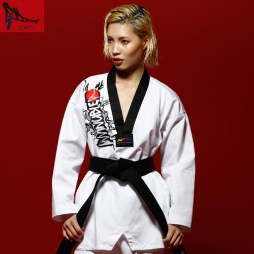 Martial Arts TKD Tae Kwon Do Korea K Adult & Children Taekwondo Clothes ,WTF Uniform,160-190cm ,black,white