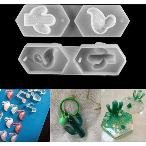 Crystal Resin Silicone Mold Animal Cactus Pendant Mold Pressed Flower Epoxy UV Casting Mould for DIY Resin Jewelry Making Tools