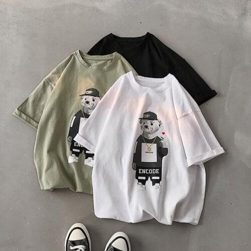 Mens Summer T-shirts Short Sleeve Fashion Style T-Shirts Lovely Bear Image Man t-shirt Cute Animal Cartoon Tee Man Clothing