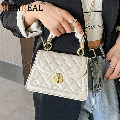 HIGHREAL Spring and Summer Chain Handbag New Fashion High Quality PU Soft Leather Womens Designer Shoulder Messenger Bag