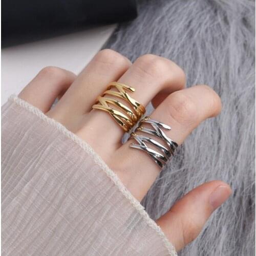 Jisensp Simple Fashion Irregular Smooth Weaving Ring Retro Rings for Women Fashion Wedding Engagement Party Gift Charm Jewelry