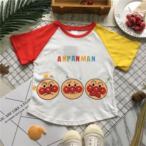 Tonytaobaby Summer New Men and Women Baby Color Raglan Sub-Cartoon Cotton Short Sleeve T-shirt