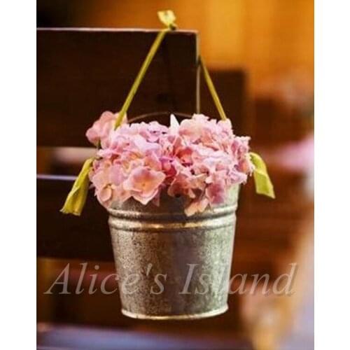 12 colors Metal Buckets(5.5cm*7.5cm*8cm) Rustic Wedding Classic Vineyard Wedding chair floor Hang decoration gift candy buckets