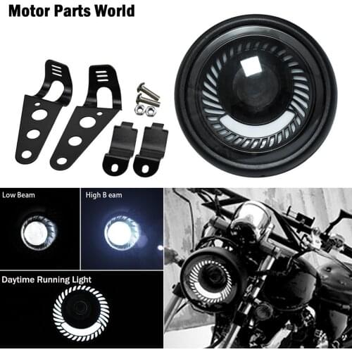 Motorcycle 6.5 Inch Led High Low Beam Headlight Spiral White Mount Bracket For Harley Sportster Dyna Touring Cafe Racer Bobber