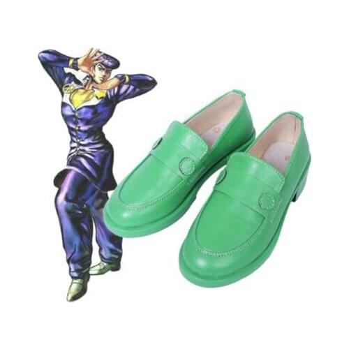 JoJos Bizarre Adventure 4 Josuke Higashikata Cosplay Boots Shoes Green Men Costume Customized Accessories Halloween Party Shoes