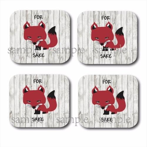 Set of 4 Red For Fox Sake cup wood mdf coasters Vintage Rustic Home Decor personalized wedding favor decoration supplier gifts