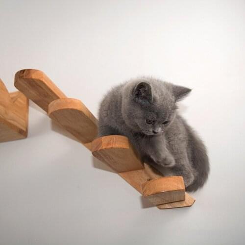 Wall-mounted Cat Climbing Ladder Wood Stairs Jumping Platform Cat Climbing Frame Kitten Jumping Board DIY Pet Furniture Cat Tree