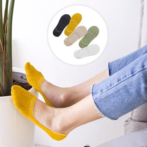 5Pairs Women Bamboo Fibre Breathable Anti Slip Low Cut Invisible Boat Socks Anti Slip Low Cut Invisible Boat Socks Anti Slip Low