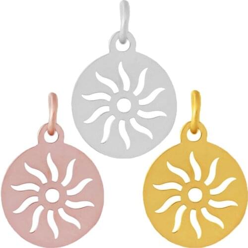 2017 New DIY Jewelry Stainless Steel Full Polished Plated Hollow Sun Round Charm Pendant for Necklace Bracelet Jewelry Making