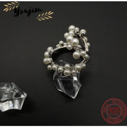 New style zircon luxury fashion pearl ear clip Women Monaco exquisite 925 silver jewelry gift