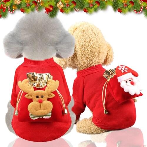Dog Clothes Christmas Costume Sudadera De Perro Puppy Sweatshirt Cute Schnauzer Christmas Dog Hoodie Cat Fleece Coat Chihuahua