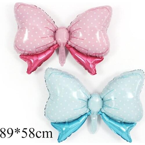 Kids Gift Large Aluminum Film Balloon Blue Pink Bow Baby Gender Reveal Christening Party Decor Air Ball helium Balloon