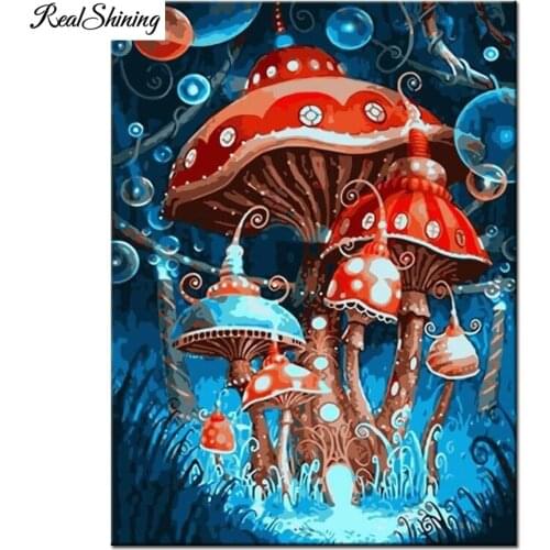 Full Square Diamond Painting mosaic Mushroom Castle Diamond embroidery 5d Rhinestones pictures ChildrenS Room Bedside Art F831