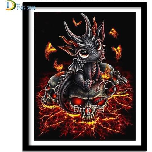 Full Square Drill 5D DIY Diamond Painting Cartoon Fire Dragon Bead Embroidery Cross Stitch Skull Animal Home Decor Mosaic Gift