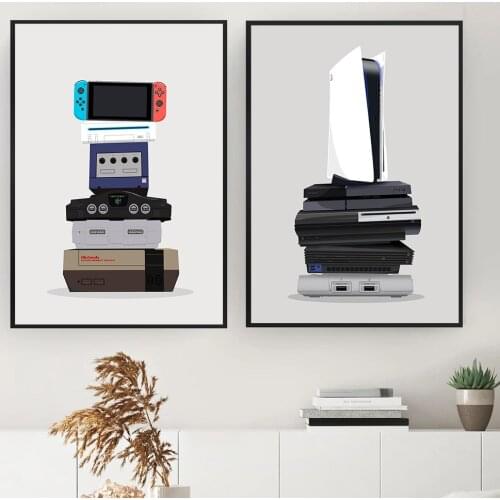 Self-adhesive Wall Sticker Gaming Gamer Gift Video Game Vintage Poster Gamepad Controller Picture Boys Kids Room Decoration