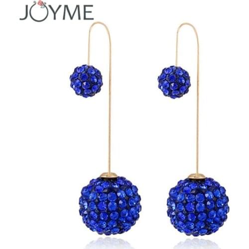 Shambhala beads earrings double pearls gold hanging earring jacketearrings drop for women to party cheap chinese goods