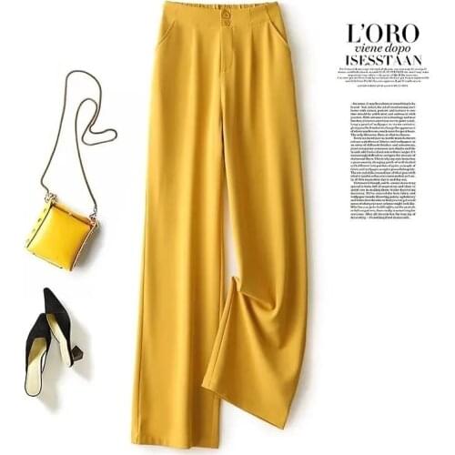 Chiffon suit trousers womens high waist drape 2021 spring and summer new Korean style loose straight mopping wide-leg pants