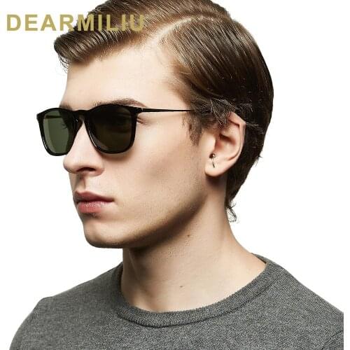 DEARMILIU Brand Plastic Square Frame Alloy Leg Mens Sunglasses Polarized UV400 Coating Sun Glasses oculos Accessories For Men