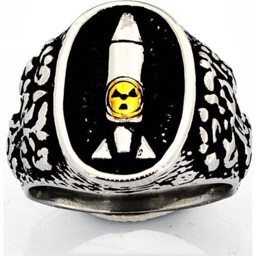FANSSTEEL Stainless Steel Jewelry Mushroom Cloud Rocket Missile Ring FSR14W48
