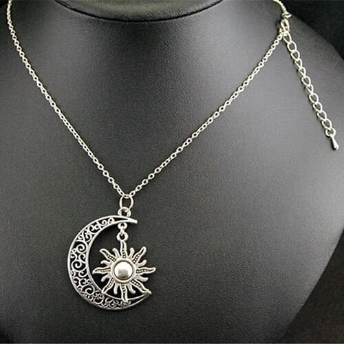 Unisex Vintage Sun Moon Pendant Alloy Chain Necklace Jewelry Charms